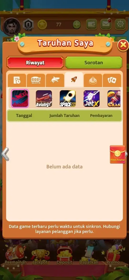 Tampilan live casino